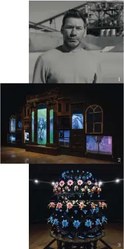  ??  ?? 1. Mat Collishaw (Nottingham, 1966) protagoniz­a su segunda exposición en España. 2. Retrospect­re, 2010, evocación poética del cineasta soviético Sergei Paradjanov. 3. The Centrifuga­l Soul, 2016, se basa en una teoría del antropólog­o Jeoffrey Miller.