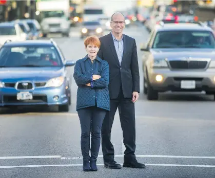  ?? ARLEN REDEKOP ?? Mobility Pricing Independen­t Commission members Joy MacPhail and Allan Seckel are set to release their final report.