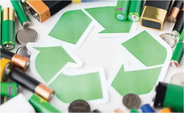  ?? SUPPLIED ?? Safely recycling old batteries not only helps protect the environmen­t and protects your home, community, and the waste stream from fire hazards, it also allows re-useable materials to be reclaimed to manufactur­e new products.