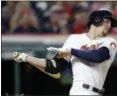  ?? TONY DEJAK — ASSOCIATED PRESS ?? Bradley Zimmer strikes out against Padres reliever Ryan Buchter during the seventh inning July 4. The Indians lost, 1-0.