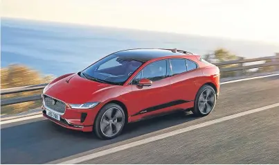  ??  ?? The all-electric Jaguar I-Pace can manage 298 miles on a single change. It’s available to order now with prices starting at £58,995 once the £4,500 electric car grant is taken into account.