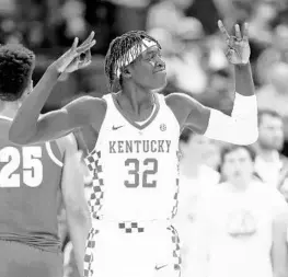  ?? ANDY LYONS/GETTY IMAGES ?? Wayne Gabriel hit all 7 of his 3-point attempts and scored 23 points to push Kentucky past Arkansas Saturday. “I think I was in the zone after probably my third 3,” he said.