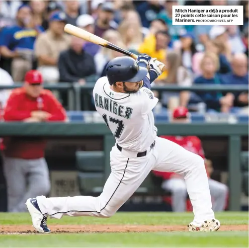  ?? PHOTO D’ARCHIVES, AFP ?? Mitch Haniger a déjà a produit 27 points cette saison pour les Mariners.