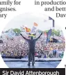  ??  ?? Sir David Attenborou­gh on the Pyramid Stage at Glastonbur­y this year