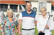  ?? Picture: FREDLIN ADRIAAN ?? GREAT CAUSE: Super Group’s Lynn Petersen, left, club manager Brendon Timm and Northwood Children’s Hospice’s Ruth Nesbit at the SG Mobility Humewood Charity Pro-Am launch