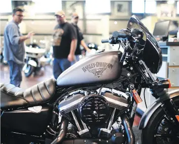  ?? SCOTT OLSON/GETTY IMAGES ?? Harley-Davidson estimates that levies imposed by the European Union on U.S. goods will cost the company about US$2,200 per motorcycle to ship to its second-biggest market in the world. The Wisconsin-based company says it’s shifting production of bikes...