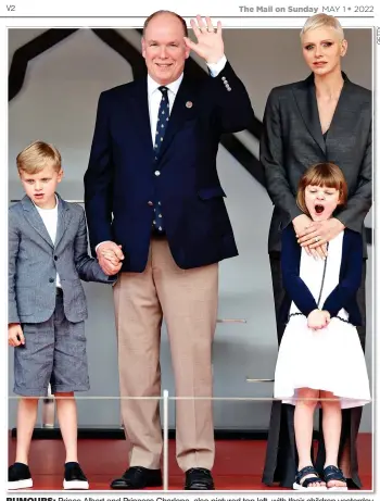  ?? ?? RUMOURS: Prince Albert and Princess Charlene, also pictured top left, with their children yesterday