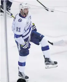  ?? NICK WASS/THE ASSOCIATED PRESS ?? Tampa Bay Lightning centre Steven Stamkos is a big reason why his team avoided falling into an 0-3 hole Tuesday in Game 3 of the Eastern Conference final in Washington, D.C. He scored a goal and added an assist in a 4-2 win over the Capitals.