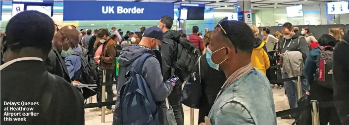  ??  ?? Delays: Queues at Heathrow Airport earlier this week