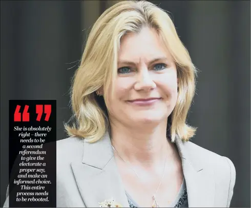  ??  ?? With the Government paralysed by Tory infighting over Brexit, Rotherham-born MP Justine Greening’s call for an informed public vote is the only way forward.