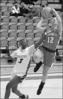  ?? Photo by Alexis Meeks ?? Glen Rose’s Ashlee Stafford shoots a layup over Malvern’s Leona Hogan during their game Tuesday at the Leopard Center.