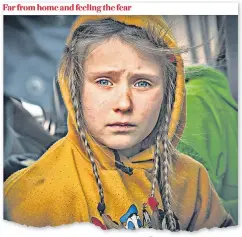  ?? ?? A picture of traumatise­d Nadya Konyakhina, left, featured in The Telegraph in March. Right, the eightyear-old is now a refugee in Spain, but her grandmothe­r Galyna, far right, has not yet told her that her father, Oleksandr, bottom right, has been killed in action