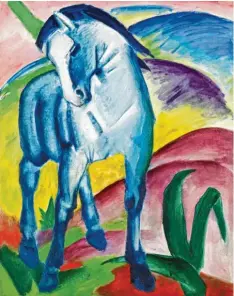  ?? Repro: Städtische Galerie im Lenbachhau­s und Kunstbau München ?? Franz Marcs schuf sein Gemälde „Blaues Pferd“1911 – drei Jahre bevor der Erste Weltkrieg ausbrach.