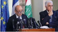  ?? Reuters ?? FRENCH FM ON LEBANON VISIT: French Foreign Affair Minister Jean-Yves Le Drian speaks during a news conference at the Ministry of Foreign Affairs in Beirut, Lebanon.—