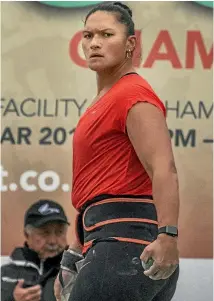  ?? PHOTO: JOHN KIRK-ANDERSON/STUFF ?? Dame Valerie Adams was second in The Big Shot but is happy with her progress towards next month’s Commonweal­th Games.