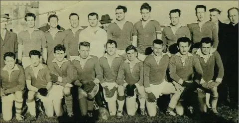  ?? ?? The late Mattie McAuliffe (back row, fourth from the left) with the Millstreet team that won the county junior football championsh­ip from 1963. Front, from left: Robert Kelly, Brendan Burke, Donie O’Mahony, Connie Kelleher, John Corcoran, Tommy Burke, William O’Leary, Jerry Cronin and Brendan Kiely. Back, from left: Neilly Dennehy, Paddy Golden, James Cashman, Mattie McAulliffe, Denis ‘Toots’ Kelleher, John Kelleher, Dermot Cribben, Christy Dunne, Paul Ryan, Denis Kelleher and Fr. Corridon.