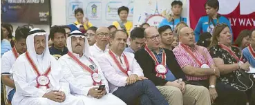  ??  ?? Engr. Fouad, Maher Bardawil, Sam Al Milaify, among other special guests, at the Filipino Community Day of the Saudi Arabia Hiligaynon, Inc.