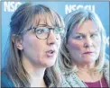  ?? ANDREW VAUGHAN/THE CANADIAN PRESS ?? Kat Lanteigne, left, executive director of Bloodwatch.org, and Janet Hazelton, president of the Nova Scotia Nurses’ Union, field questions at a news conference in Halifax on Tuesday.