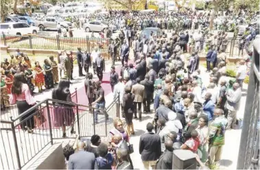  ??  ?? President Lungu with part of the crowd at the memorial for the late President Michael Sata. - Picture By MICHAEL MIYOBA