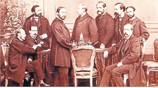  ?? ARCHIVO ?? Gobierno Provisiona­l surgido de la revolución ‘gloriosa’ iniciada en Cádiz. Entre sus miembros, Serrano, Prim, Topete y Sagasta.