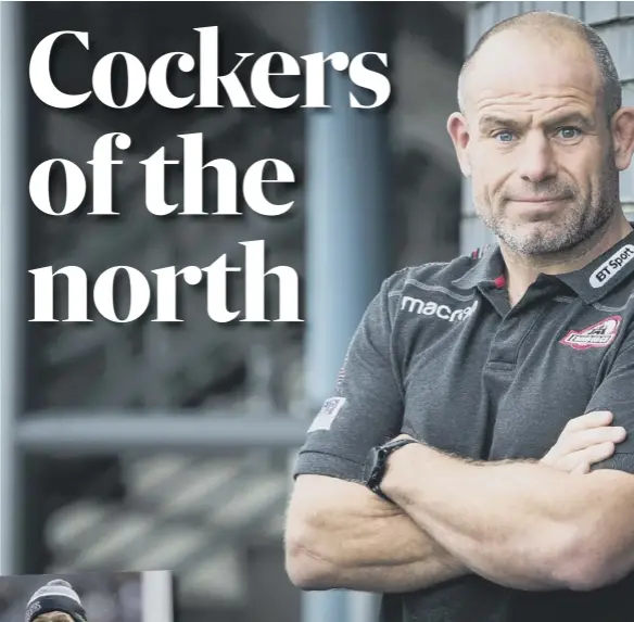  ??  ?? Ex-england hooker Richard Cockerill, pictured outside Murrayfiel­d, is settling into life as Edinburgh Rugby head coach after a previous stint as Leicester’s director of rugby, left, ended in the sack.