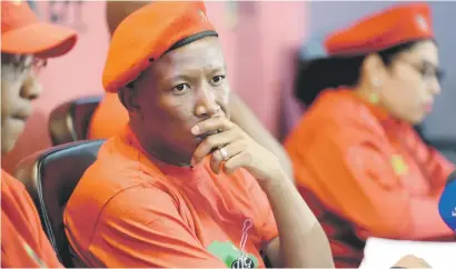  ?? Picture: Tracy Lee Stark ?? ‘SELF-SERVING’. Economic Freedom Fighters’ leader Julius Malema says the reshuffle serves many purposes for President Jacob Zuma.