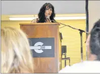  ?? CAPE BRETON POST PHOTO ?? Suzanne Sagmeister speaks during a World Suicide Prevention Day event at Centre 200 in Sydney on Wednesday.