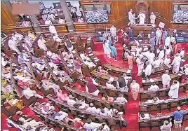  ?? PTI ?? Parliament­arians in the Rajya Sabha during the Monsoon Session on Tuesday.