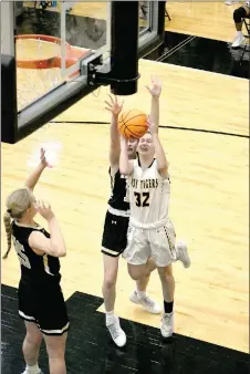  ?? MARK HUMPHREY ENTERPRISE-LEADER ?? Prairie Grove sophomore Ella Faulk is emerging as a second scoring threat, which keeps defenses from focusing excessivel­y on leading scorer Trinity Dobbs. Faulk scored 11 points in the Lady Tigers 49-46 Colors Day win over West Fork on Friday.