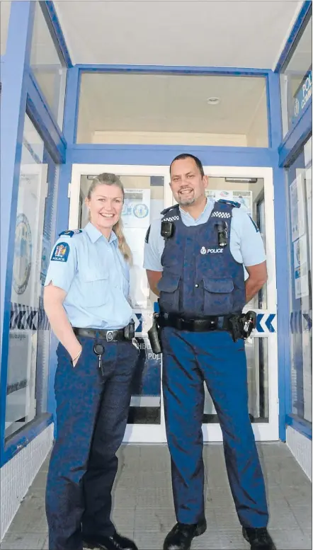  ?? Photo: TESSA JOHNSTONE ?? Community confidence: Cannons Creek North neighbourh­ood policing team members Senior Sergeant Penny Gifford and Sergeant Hemi Tito at their Bedford Court base.