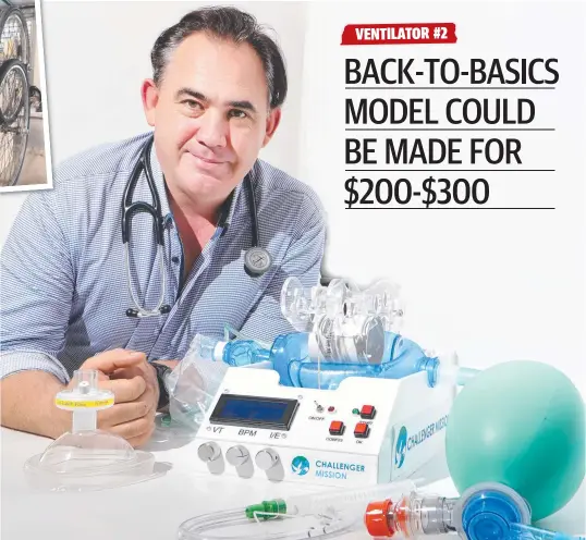  ?? Picture: GLENN HAMPSON ?? Dr Tom Challenger has come up with a $200 homemade ventilator and he's hoping to roll it out for challenged countries.