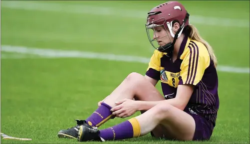  ??  ?? A dejected Emma Walsh, who gave an excellent display in the middle of the field, after Wexford’s championsh­ip exit at the semi-final stage.