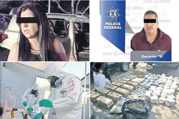  ??  ?? Rosalinda (arriba izq.) es esposa de El Mencho, líder del cártel Jalisco, y se le señala como probable operadora funanciera. El Cachas (arriba der.), presunto jefe regional de este grupo criminal en Guanajuato y Michoacán, fue capurado ayer, lo que permitió el aseguramie­nto de 270 kilos de cocaína en la delegación Tláhuac, de la Ciudad de México.