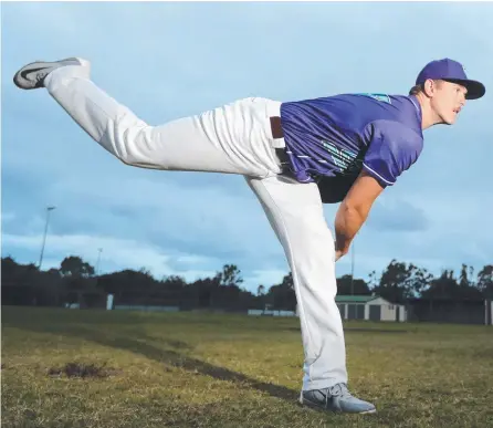  ?? Picture: RICHARD GOSLING ?? Pitcher Josh Warner has rediscover­ed his desire to strive to become a profession­al baseballer.