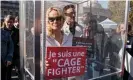  ??  ?? Pamela Anderson takes part in a demonstrat­ion against caged farming in Paris in October. Photograph: Christophe Petit Tesson/EPA