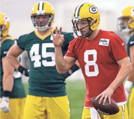  ?? MARK HOFFMAN / MILWAUKEE JOURNAL SENTINEL ?? Taysom Hill, an undrafted free agent quarterbac­k out of Brigham Young, impressed during the Packers’ rookie orientatio­n camp this weekend.