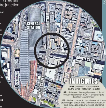  ??  ?? Police probe has centred on Four Corners, circled, next to Central Station in Glasgow