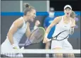  ?? PETR DAVID JOSEK — THE ASSOCIATED PRESS ?? Russia’s Liudmila Samsonova, right, celebrates with Veronika Kudermetov­a winning a point against the U.S. in the Billie Jean King Cup semifinals.