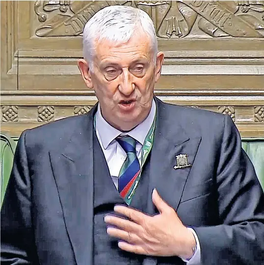  ?? ?? Sir Lindsay Hoyle, the Commons Speaker, apologised in the chamber yesterday