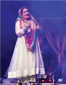  ??  ?? Renowned ghazal singer Pamela Singh as Gulabi Jaan.