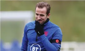  ?? Photograph: Carl Recine/Action Images/Reuters ?? The England captain, Harry Kane, trains for the World Cup qualifier against Albania.