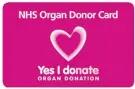  ??  ?? NHS organ donor card