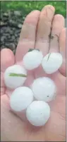  ??  ?? A HANDFUL: Huge hailstones were recorded near Gretna.