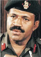  ??  ?? Then: Coup leader Sitiveni Rabuka in 1987.