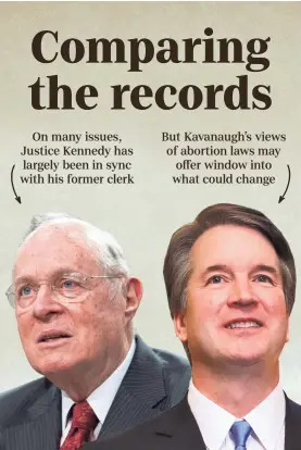  ?? KENNEDY BY MANUEL BALCE CENETA/AP; KAVANAUGH BY CHIP SOMODEVILL­A/EPA ??