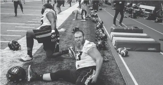  ?? JASON FRANSON/THE CANADIAN PRESS ?? Ottawa Redblacks lineman Jon Gott hopes to topple his former team again in the Grey Cup after having already beaten the Stamps in the 2016 game.