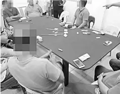  ??  ?? Suspected ‘Pai gow’ players in one of the converted gambling dens raided by police.
