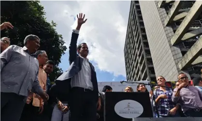  ??  ?? Juan Guaidó, the head of Venezuela’s opposition-run parliament, was reportedly taken by agents on Sunday morning and then swiftly released. Photograph: Yuri Cortéz/AFP/Getty Images