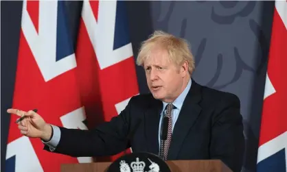  ?? Photograph: Paul Grover/Daily Telegraph/PA ?? Boris Johnson during a media briefing in Downing Street on the agreement of a post-Brexit trade deal.