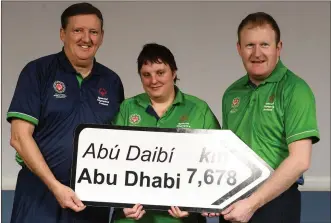  ??  ?? Michael Murphy, Lisa Redmond and John Doyle at the Special Olympics Team Ireland launch ahead of theSpecial Olympics World Games.